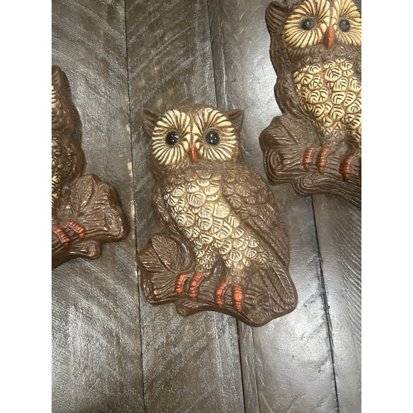 Homco Owls Wall Art Plaque Set of 3 Vintage Mid Century Modern Kitsche Retro - Picture 3 of 8